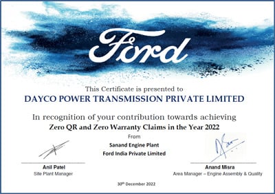 Dayco India Ford Award 2022